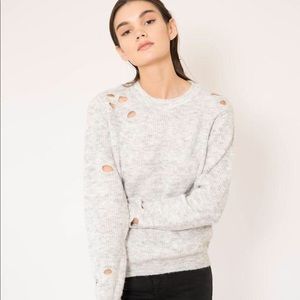 Distressed Grey Knit Sweater